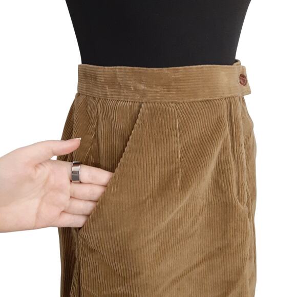Vintage 80s Corduroy Mini Skirt A Line Mod Womens 4 Equestrian Academia Preppy - Picture 3 of 11
